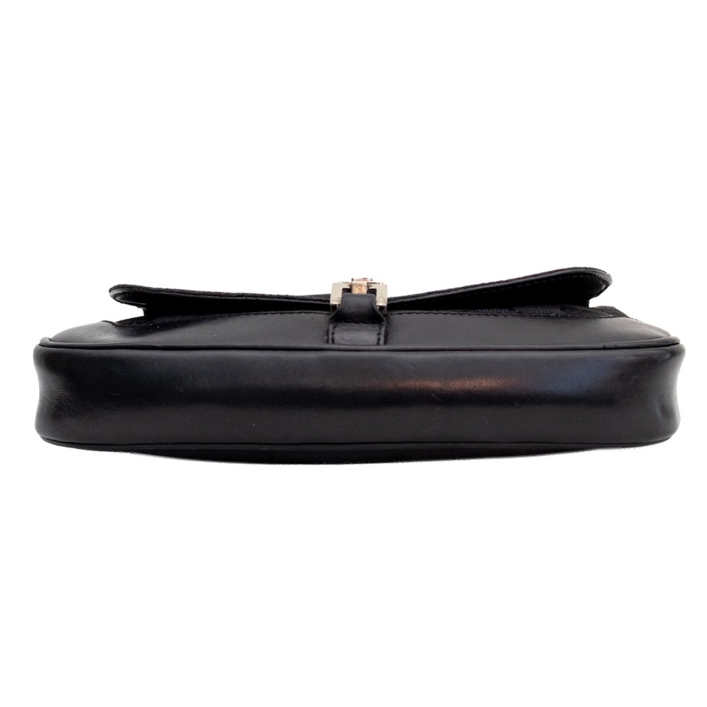 Vntg GUCCI Black GG Canvas/Leather Small Flap Jackie O Hobo Bag Canvas & Leather - Picture 8 of 16
